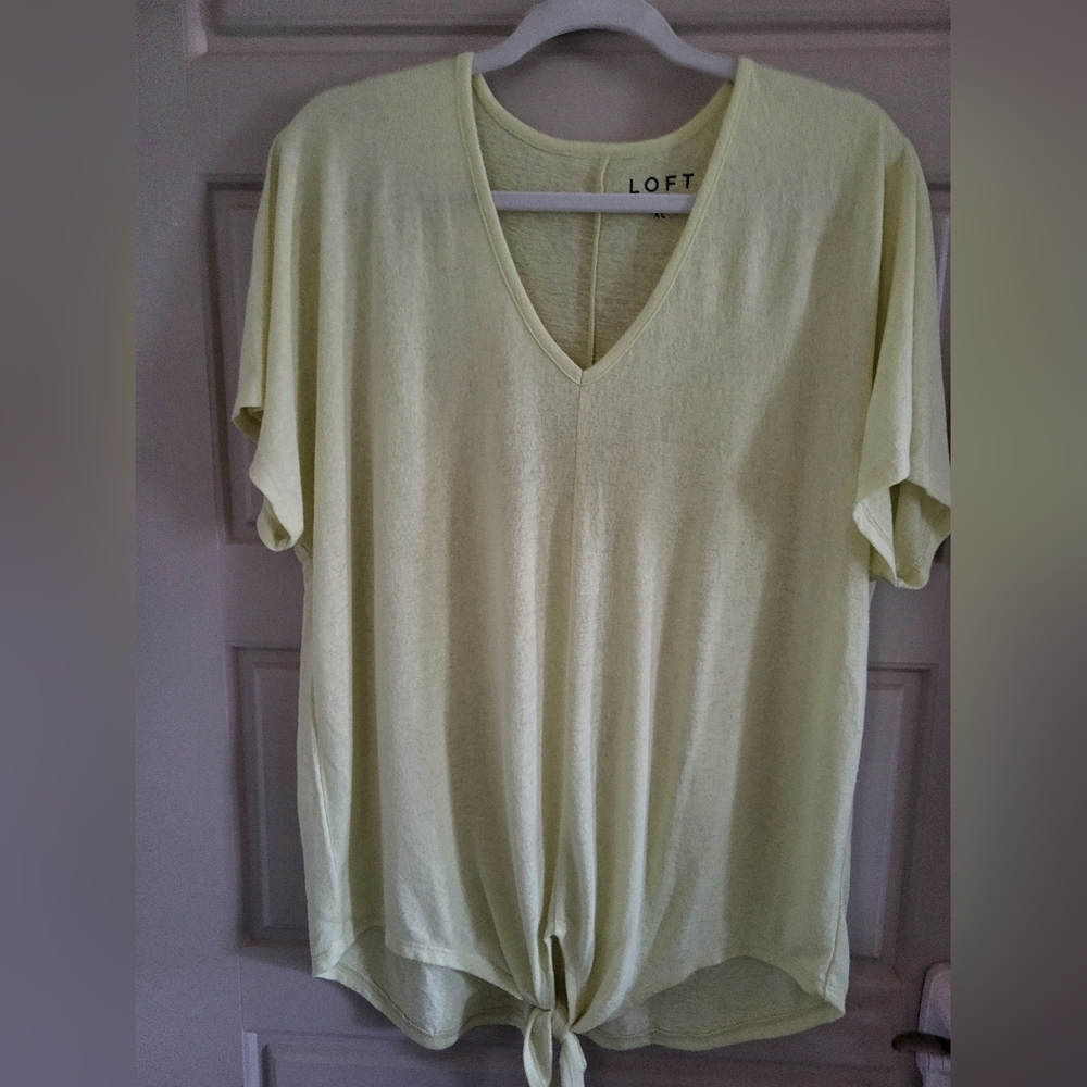 LOFT Dolman Sleeve Oversized Tie Front V-Neck Top In XL. Like New!